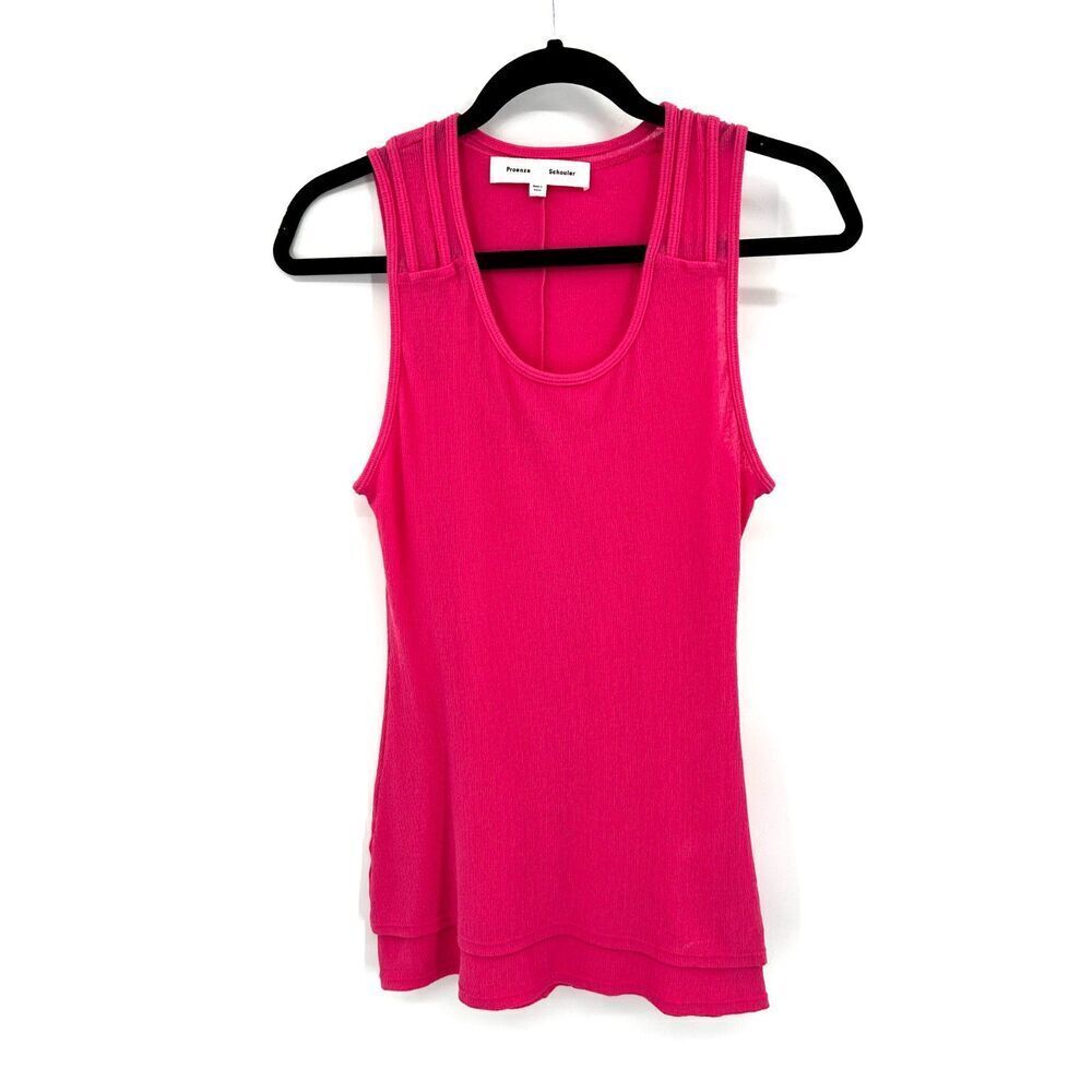 PROENZA SCHOULER Basic Pink Layered 100% Cotton Textured Tank Top Size Medium